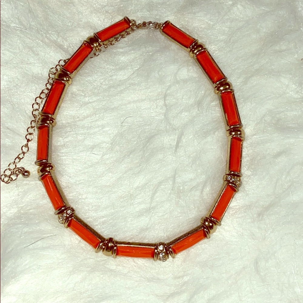 Orange and gold choker necklace